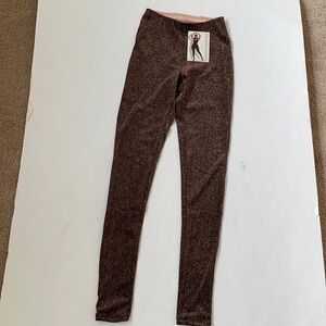 Naked Wardrobe brown pink Rust metallic leggings S NWT